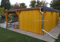 Doppelcarport mit Seitenwände und Echtschieferblende